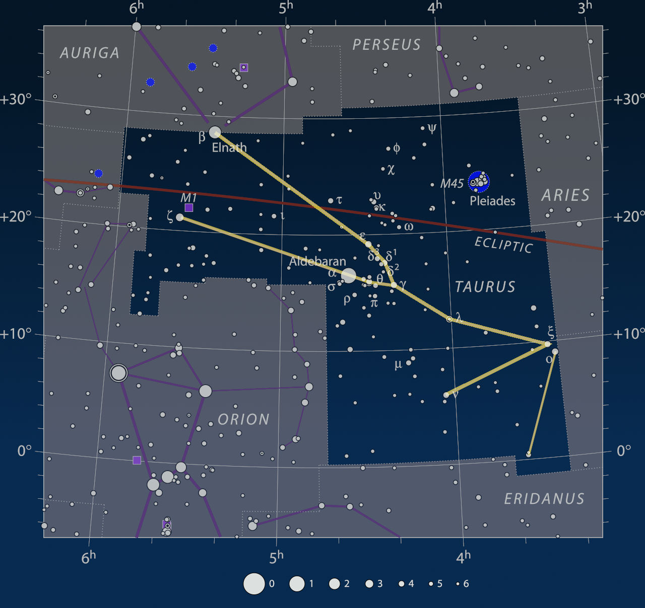 Taurus Constellation Stars Labeled