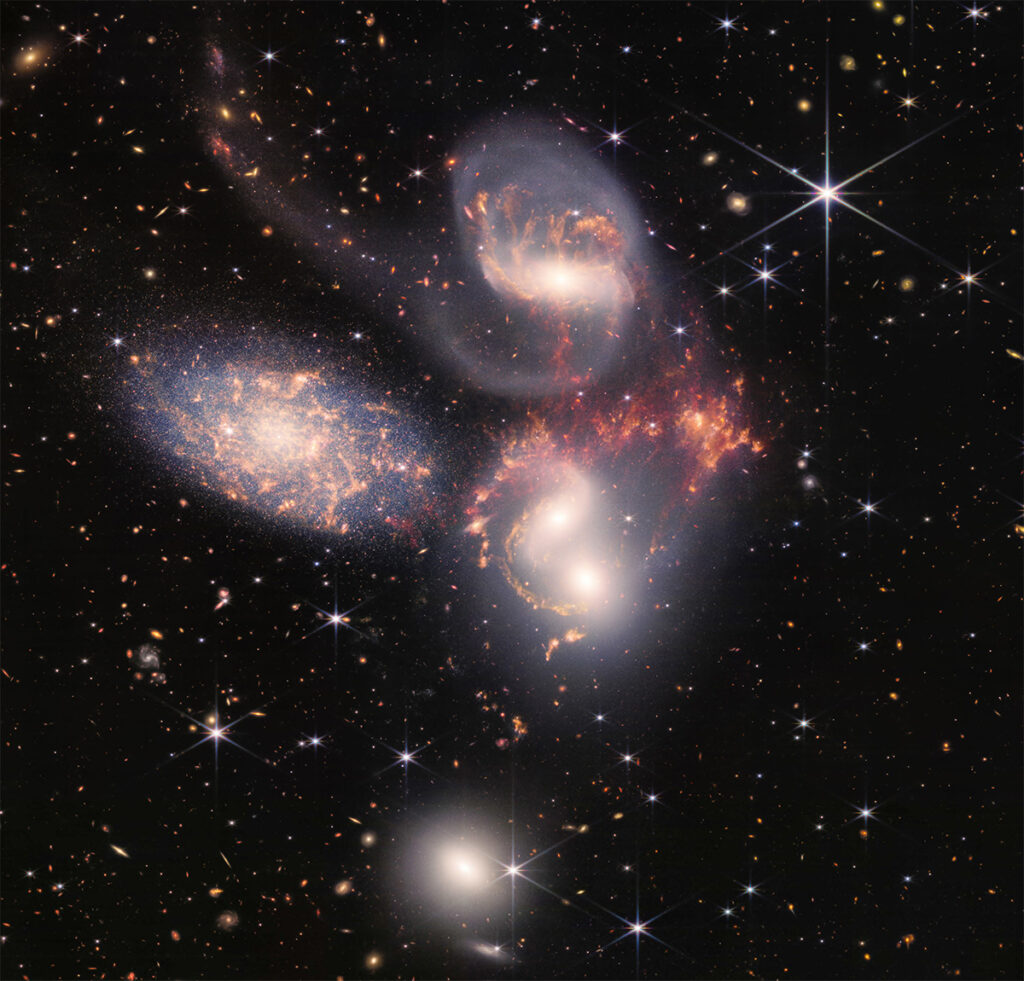 Stephan's quintet, James Webb Telescope, July 2022