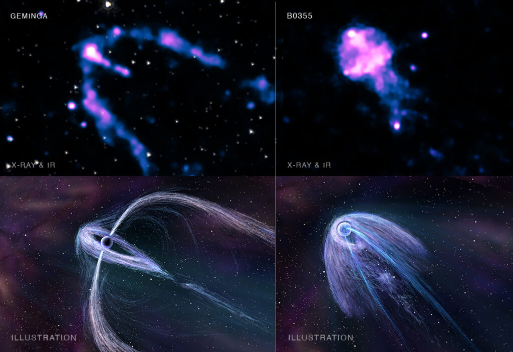 Pulsars photographed by the Chandra observatory