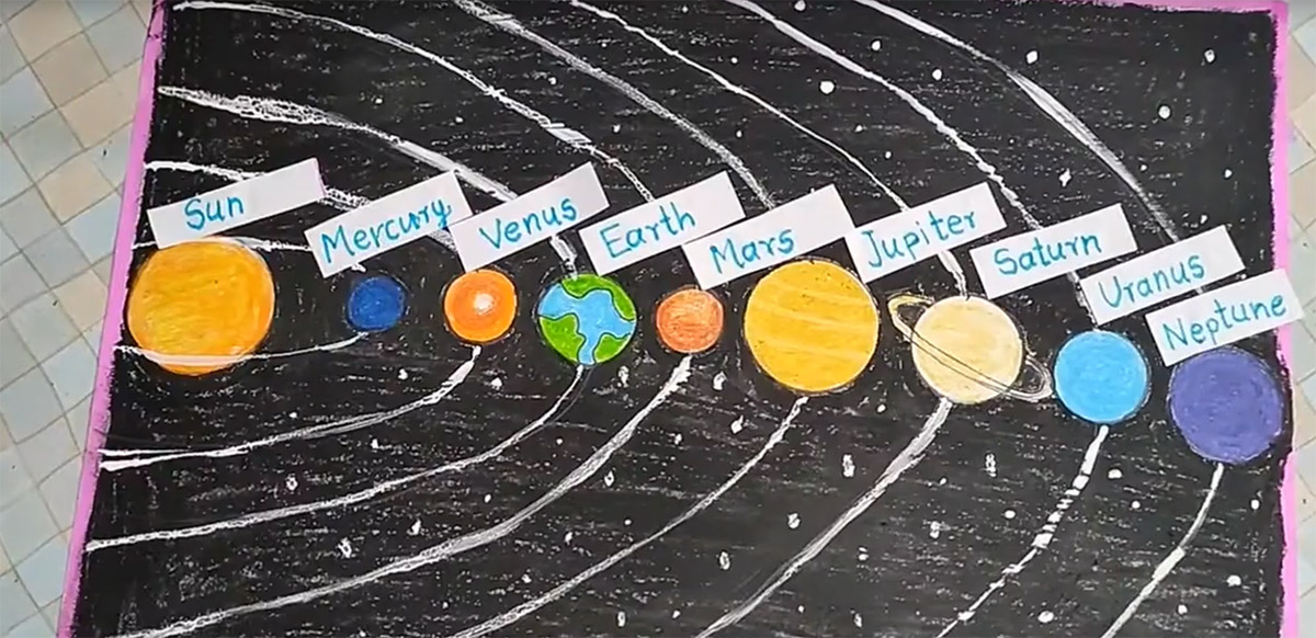 Solar system drawing easy | How to draw solar system easy | Solar system  drawing with oil pastels - YouTube