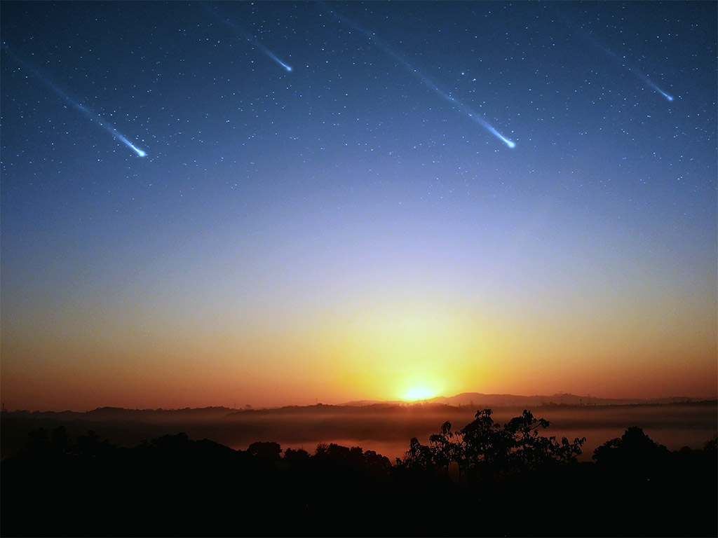 Meteors in the sky