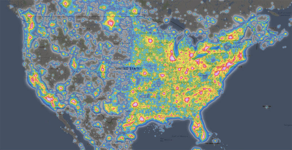 US light pollution map