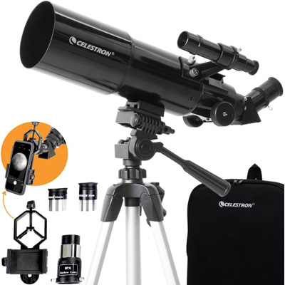 Celestron Travel Scope 80mm Telescope Kit with Backpack, Smartphone Adapter