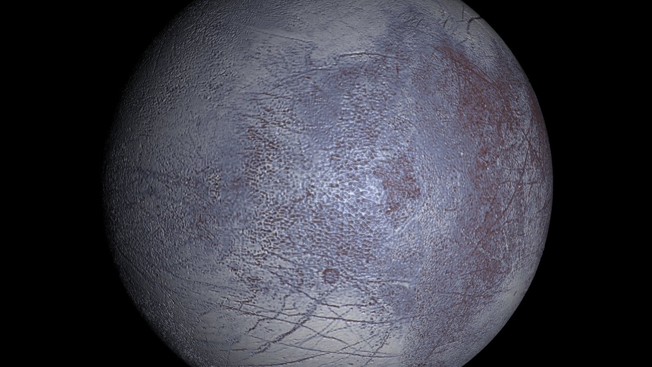 Europa's cracked icy surface with possible plumes