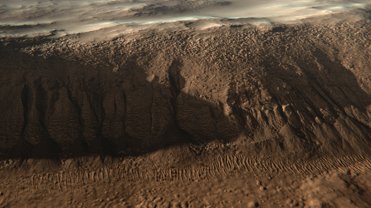 Shoreline-like terraces and gullies on Mars suggesting past standing water