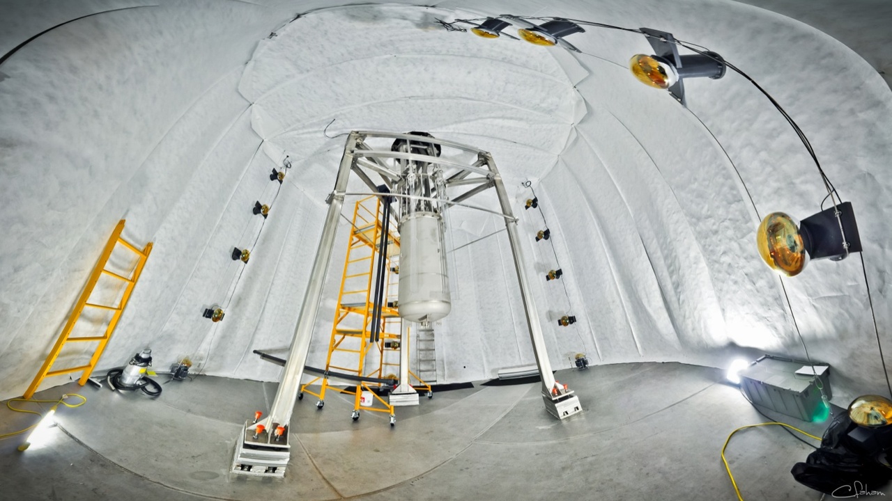 Interior view of a deep-underground dark matter experiment