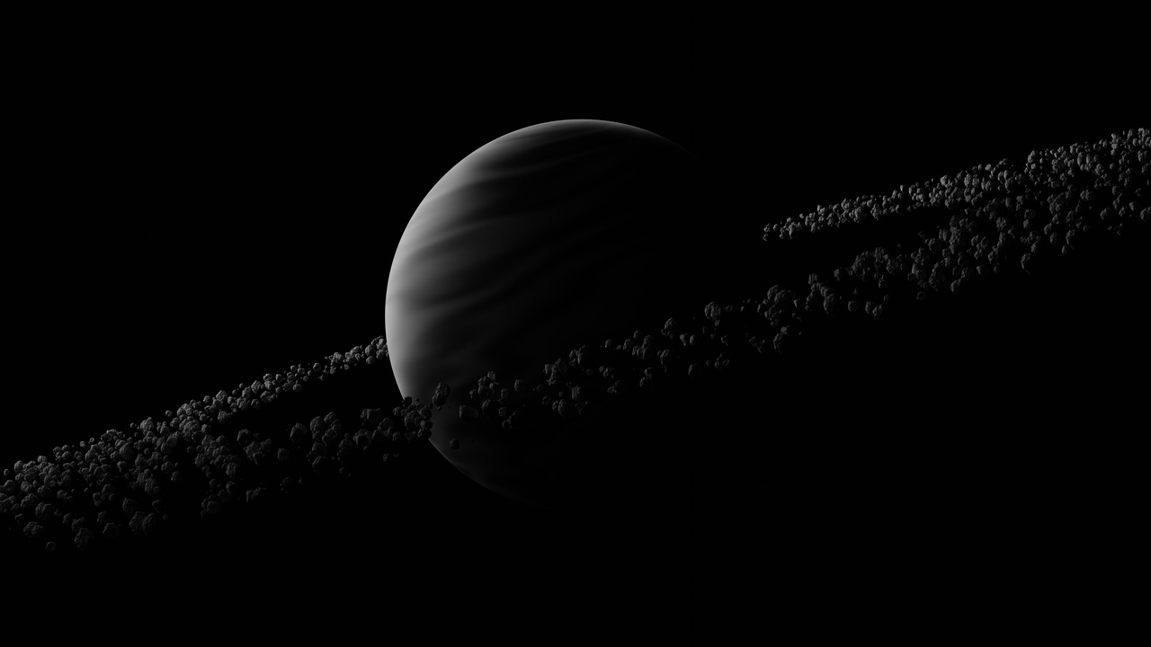 Artist's impression of Kuiper Belt objects around the outer solar system