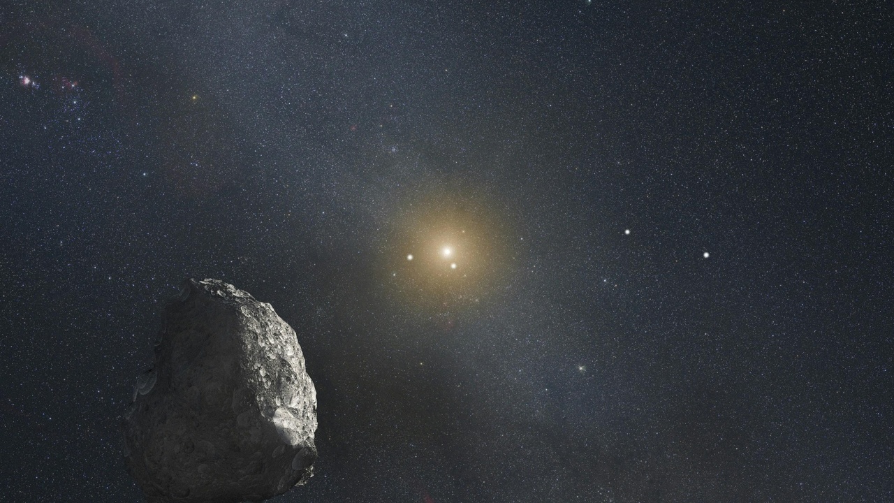 Spacecraft concept near a Kuiper Belt object, illustrating resource potential