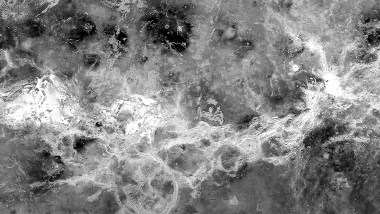 Radar-mapped surface of Venus and layered clouds for comparative planetology