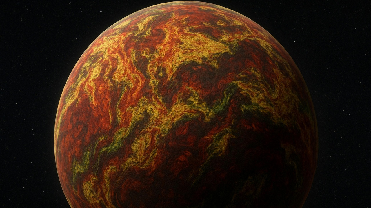 Artist's impression of an exoplanet with an exposed metallic core