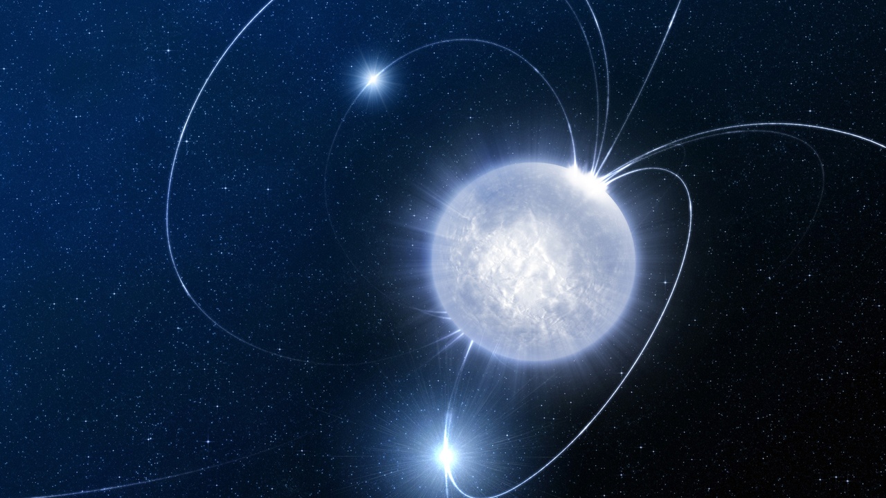 Artist’s impression of a magnetar emitting a giant flare