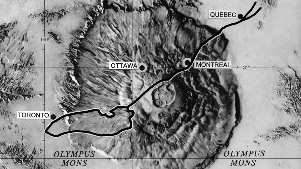 Olympus Mons and Valles Marineris: enormous Martian landforms