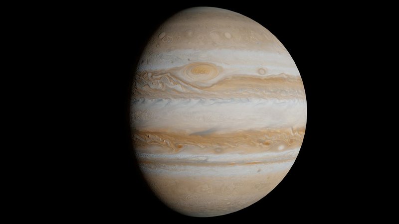A high-resolution image of the gas giant Jupiter with its distinct bands and Great Red Spot.
