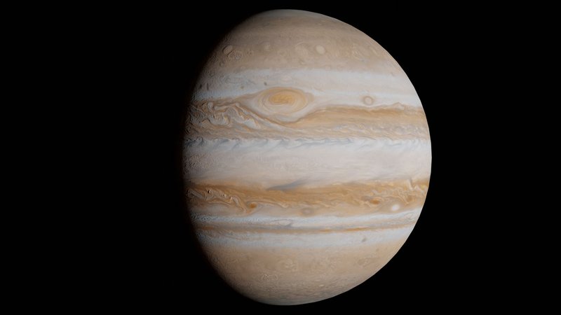 A high-resolution image of the gas giant Jupiter with its distinct bands and Great Red Spot.
