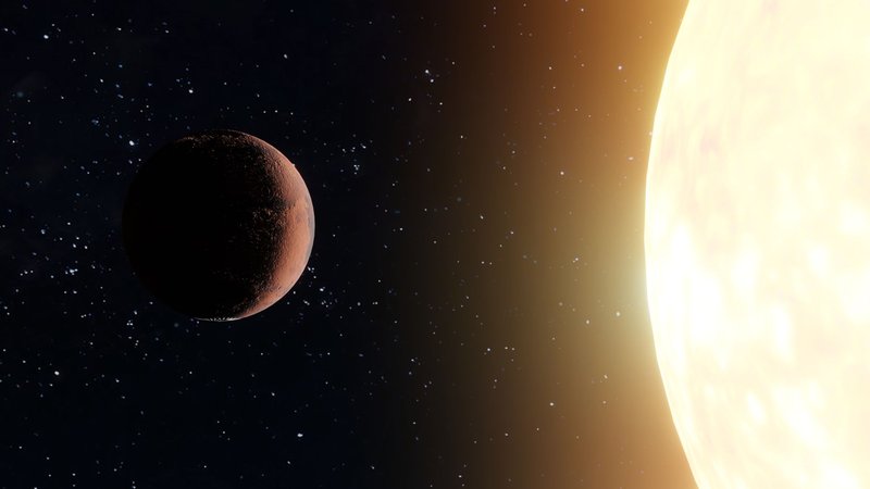 A stunning cosmic scene of a planet silhouetted against a glowing sun with stars in space.