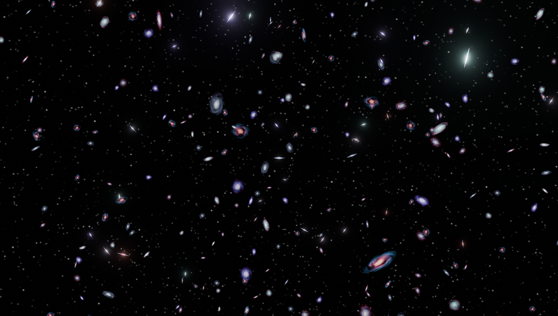 A captivating view of numerous galaxies scattered across the universe, showcasing the vastness of space.