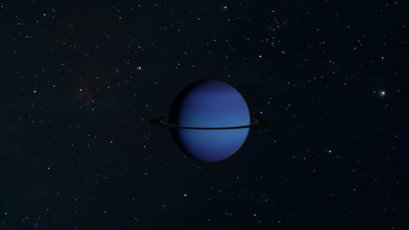 A captivating image of the planet Uranus displaying its rings against a starry space backdrop.
