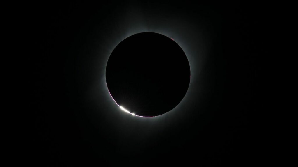 Total solar eclipse with the corona and Baily beads, Madras, Oregon, August 21, 2017