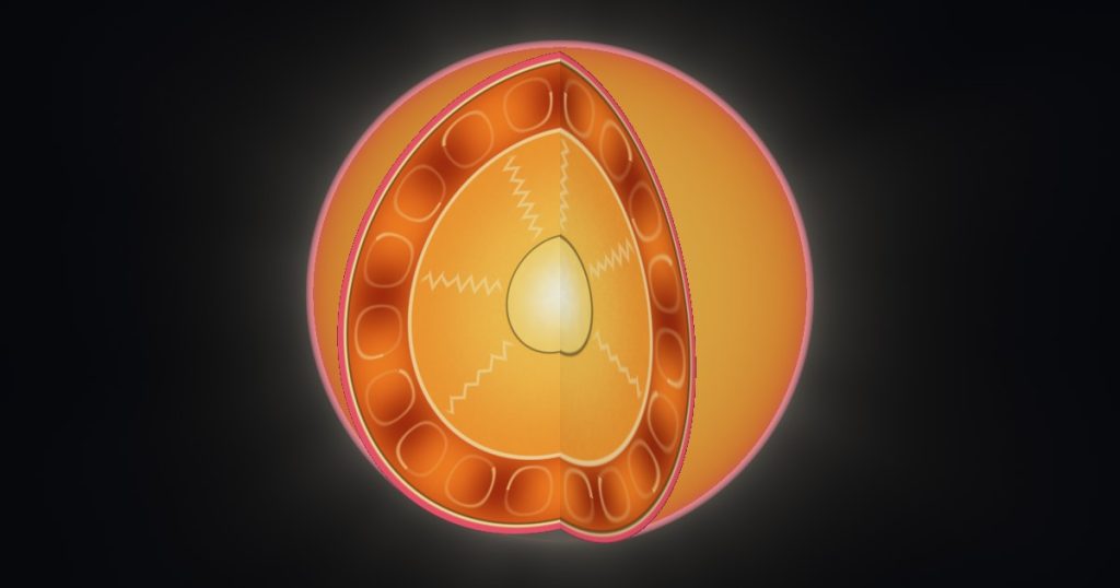 A 3D model of the Sun showing sunspots on its glowing surface
